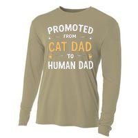 Funny New Daddy Cat Lover Promoted From Cat Dad To Human Dad Cooling Performance Long Sleeve Crew