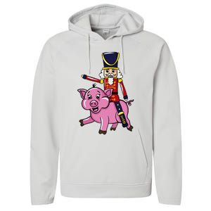 Funny Nutcracker Doll Riding Pig Lover Performance Fleece Hoodie