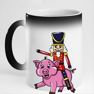 Funny Nutcracker Doll Riding Pig Lover 11oz Black Color Changing Mug