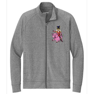 Funny Nutcracker Doll Riding Pig Lover Stretch Full-Zip Cadet Jacket