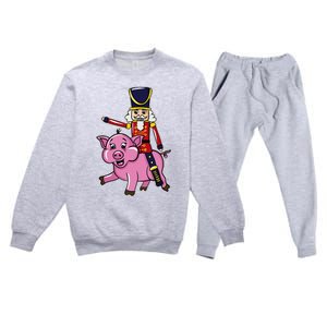 Funny Nutcracker Doll Riding Pig Lover Premium Crewneck Sweatsuit Set