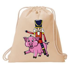 Funny Nutcracker Doll Riding Pig Lover Drawstring Bag