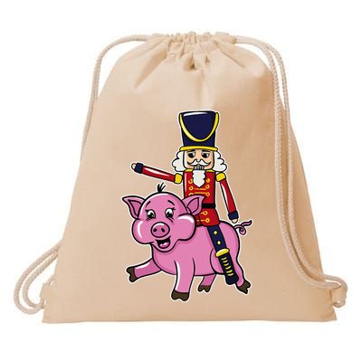 Funny Nutcracker Doll Riding Pig Lover Drawstring Bag