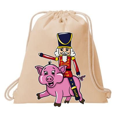 Funny Nutcracker Doll Riding Pig Lover Drawstring Bag