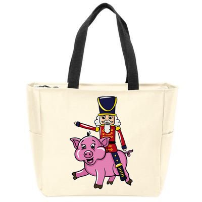 Funny Nutcracker Doll Riding Pig Lover Zip Tote Bag