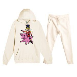 Funny Nutcracker Doll Riding Pig Lover Premium Hooded Sweatsuit Set