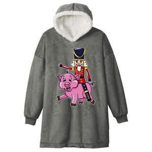 Funny Nutcracker Doll Riding Pig Lover Hooded Wearable Blanket