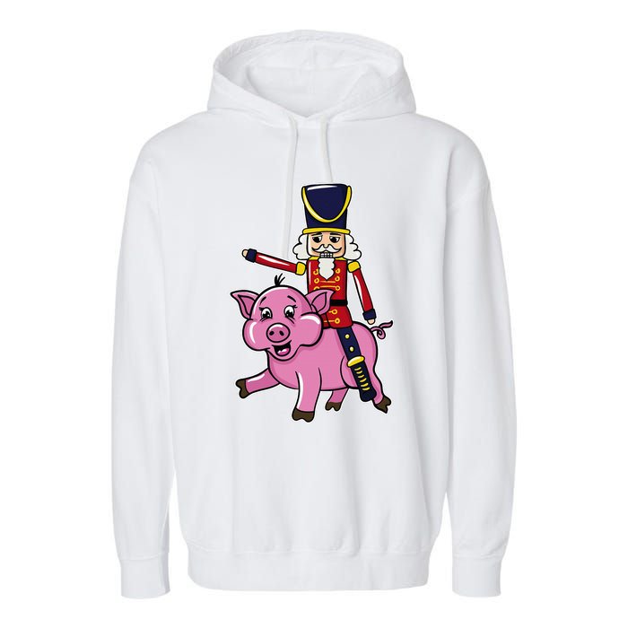 Funny Nutcracker Doll Riding Pig Lover Garment-Dyed Fleece Hoodie