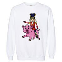 Funny Nutcracker Doll Riding Pig Lover Garment-Dyed Sweatshirt