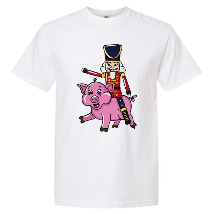 Funny Nutcracker Doll Riding Pig Lover Garment-Dyed Heavyweight T-Shirt