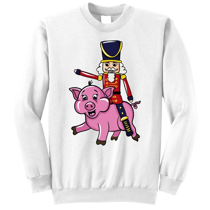 Funny Nutcracker Doll Riding Pig Lover Sweatshirt