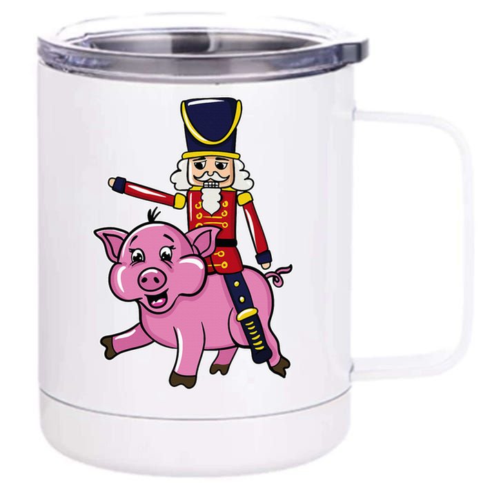 Funny Nutcracker Doll Riding Pig Lover 12 oz Stainless Steel Tumbler Cup