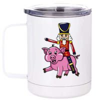 Funny Nutcracker Doll Riding Pig Lover 12 oz Stainless Steel Tumbler Cup