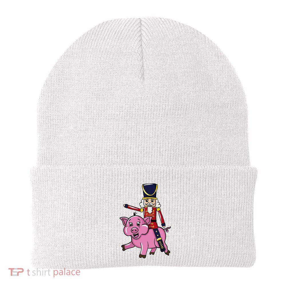Funny Nutcracker Doll Riding Pig Lover Knit Cap Winter Beanie