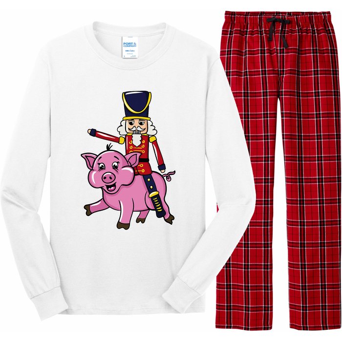 Funny Nutcracker Doll Riding Pig Lover Long Sleeve Pajama Set