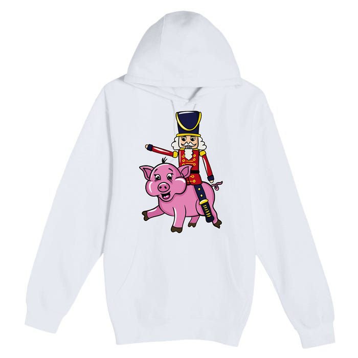 Funny Nutcracker Doll Riding Pig Lover Premium Pullover Hoodie