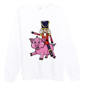 Funny Nutcracker Doll Riding Pig Lover Premium Crewneck Sweatshirt