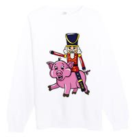 Funny Nutcracker Doll Riding Pig Lover Premium Crewneck Sweatshirt