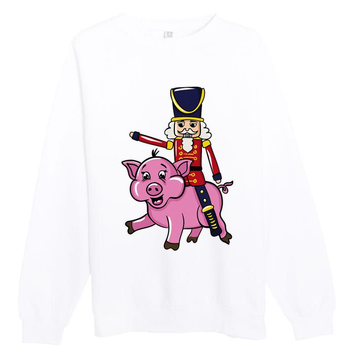 Funny Nutcracker Doll Riding Pig Lover Premium Crewneck Sweatshirt