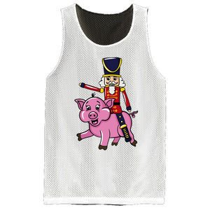 Funny Nutcracker Doll Riding Pig Lover Mesh Reversible Basketball Jersey Tank