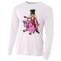 Funny Nutcracker Doll Riding Pig Lover Cooling Performance Long Sleeve Crew