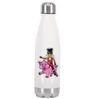 Funny Nutcracker Doll Riding Pig Lover Stainless Steel Insulated Water Bottle