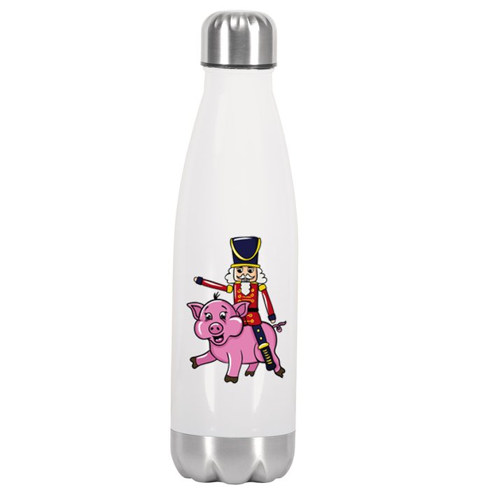 Funny Nutcracker Doll Riding Pig Lover Stainless Steel Insulated Water Bottle