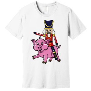 Funny Nutcracker Doll Riding Pig Lover Premium T-Shirt