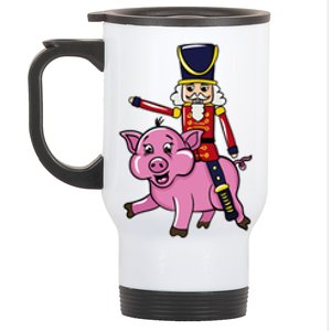 Funny Nutcracker Doll Riding Pig Lover Stainless Steel Travel Mug