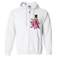 Funny Nutcracker Doll Riding Pig Lover Full Zip Hoodie