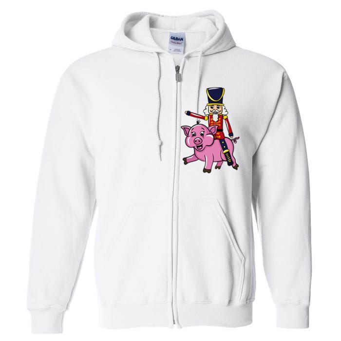 Funny Nutcracker Doll Riding Pig Lover Full Zip Hoodie