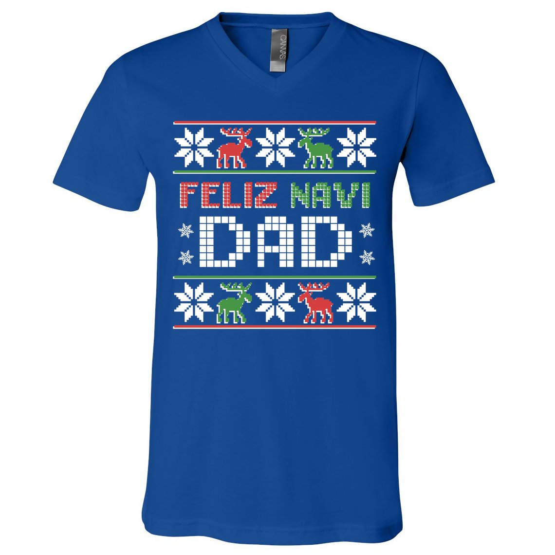 Feliz Navi Dad Navidad Funny Christmas Ugly Father Funny Gift V-Neck T-Shirt