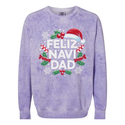 Feliz Navi Dad Joke Family Christmas Father Pajama Gift Colorblast Crewneck Sweatshirt