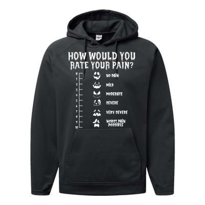 Funny Nurse Doctor Halloween How Would You Rate Your Pain Performance Fleece Hoodie