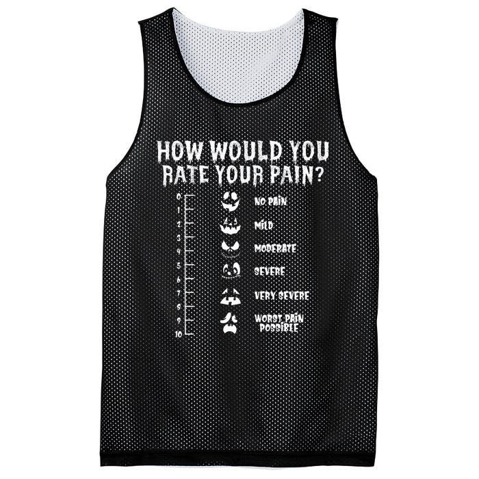 Funny Nurse Doctor Halloween How Would You Rate Your Pain Mesh Reversible Basketball Jersey Tank