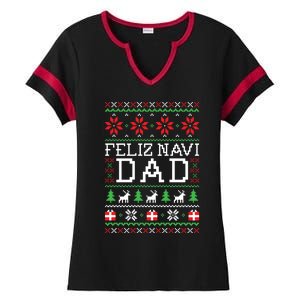 Feliz Navi Dad Ugly Christmas Sweatshirt Ladies Halftime Notch Neck Tee