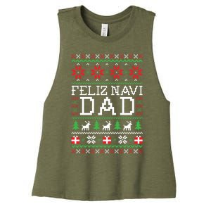 Feliz Navi Dad Ugly Christmas Sweatshirt Women's Racerback Cropped Tank