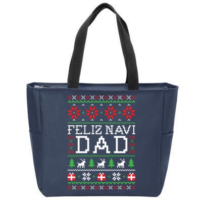 Feliz Navi Dad Ugly Christmas Sweatshirt Zip Tote Bag