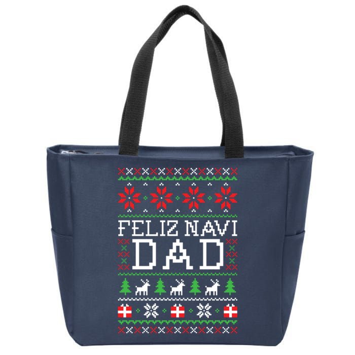 Feliz Navi Dad Ugly Christmas Sweatshirt Zip Tote Bag