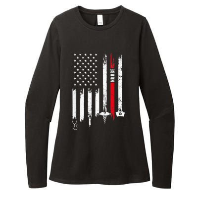 funny Nurse Day Gift Idea American Flag Womens CVC Long Sleeve Shirt