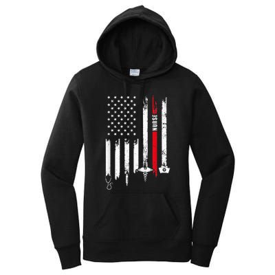 funny Nurse Day Gift Idea American Flag Women's Pullover Hoodie