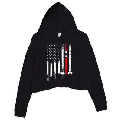 funny Nurse Day Gift Idea American Flag Crop Fleece Hoodie