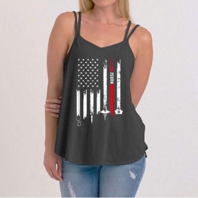 funny Nurse Day Gift Idea American Flag Women's Strappy Tank