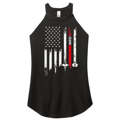 funny Nurse Day Gift Idea American Flag Women's Perfect Tri Rocker Tank