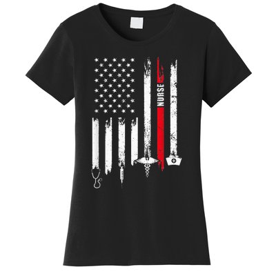 funny Nurse Day Gift Idea American Flag Women's T-Shirt