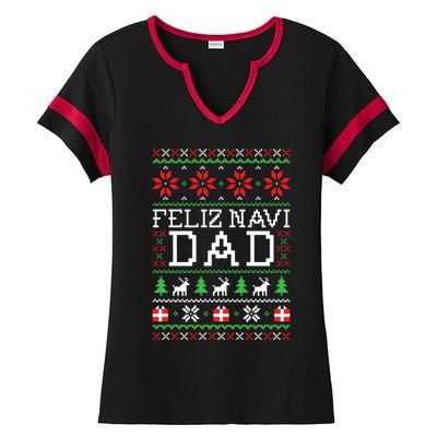 Feliz Navi Dad Ugly Christmas Gift Ladies Halftime Notch Neck Tee