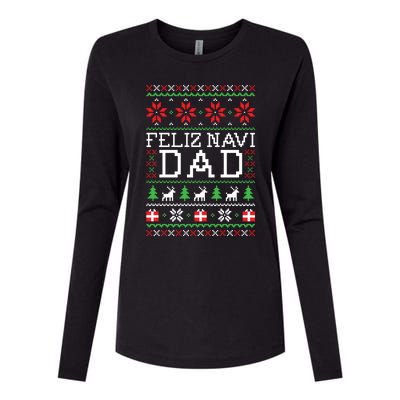 Feliz Navi Dad Ugly Christmas Gift Womens Cotton Relaxed Long Sleeve T-Shirt