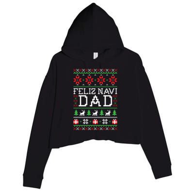 Feliz Navi Dad Ugly Christmas Gift Crop Fleece Hoodie