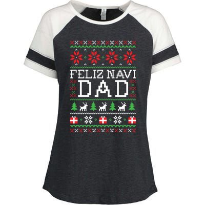 Feliz Navi Dad Ugly Christmas Gift Enza Ladies Jersey Colorblock Tee