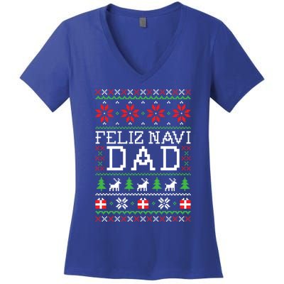 Feliz Navi Dad Ugly Christmas Gift Women's V-Neck T-Shirt